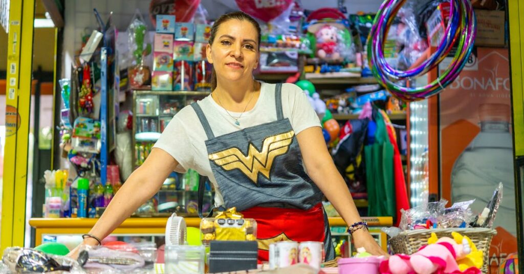 主婦がAIを活用して副業を始める姿を前向きに描いた応援イメージ